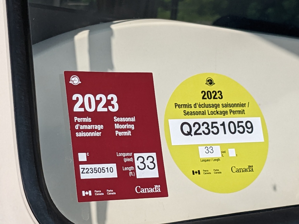 Figure 23: Parks Canada lock and mooring permits