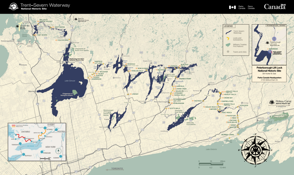 Figure 6: Trent Severn Canal from Lake Ontario to Lake Huron